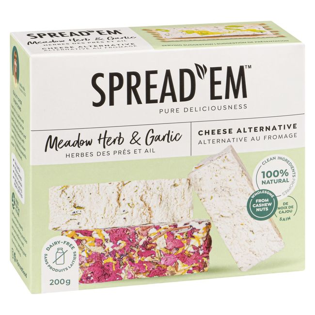 Spread'em Kitchen Alternative Au Fromage Aux Herbes Des Prés Et À L'ail, 200 G -- 6 Par Boîte