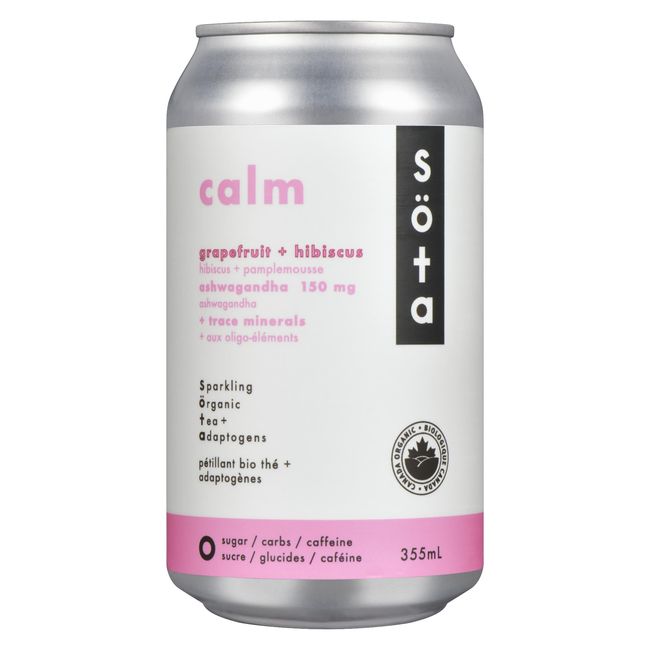 Sota Organic Calm Grapefruit Hibiscus Sparkling Tea, 355 Ml -- 24 Per Case