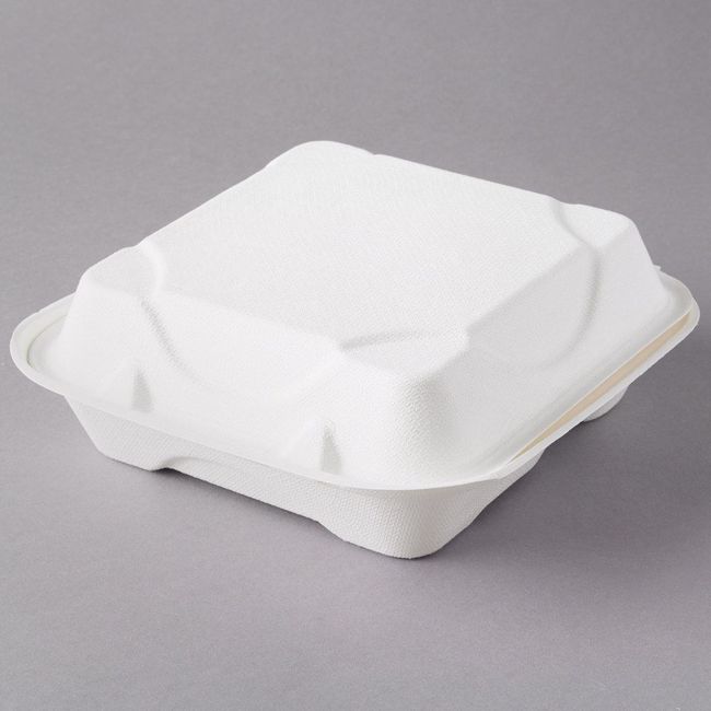 Eco Products White 3-compartment Sugarcane Clamshell, 8 In -- 200 Per Case