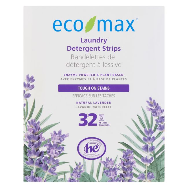 Eco-max Natural Lavender Laundry Detergent Strips, 32 Count -- 12 Per Case