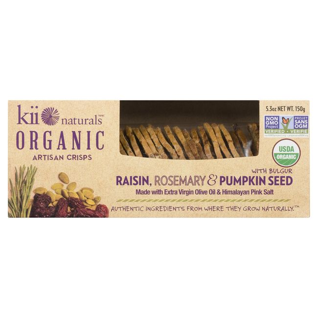 Kii Naturals Organic Raisin Rosemary Pumpkin Seed Crisp, 150 G -- 6 Per Case
