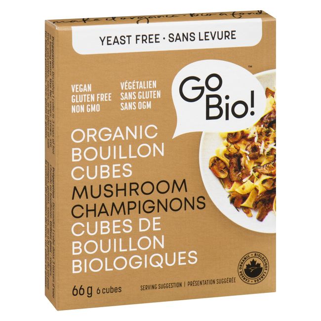 Gobio! Cubes De Bouillon De Champignons Biologiques Sans Levure, 66 G -- 15 Par Boîte