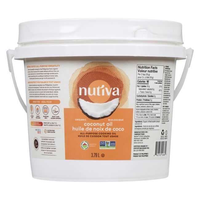 Nutiva Refined Coconut Oil, 3.79 L -- 4 Per Case