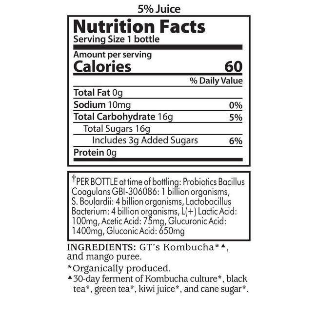 Gt's Synergy Organic Mystic Mango Kombucha, 480 Ml -- 12 Per Case