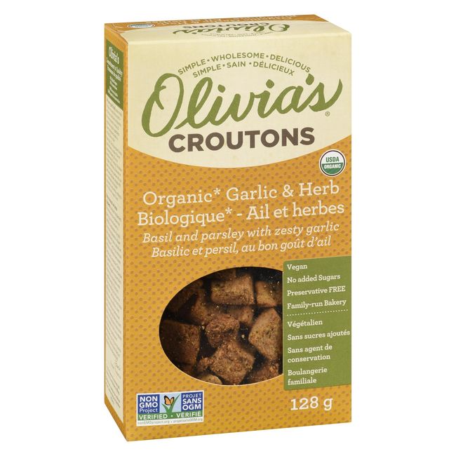Olivia's Organic Garlic And Herb Croutons, 128 G -- 6 Per Case