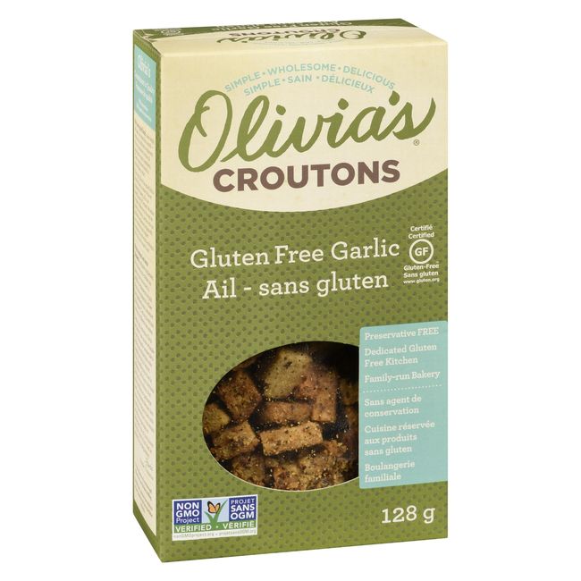 Olivia's Gluten Free Garlic Croutons, 128 G -- 6 Per Case