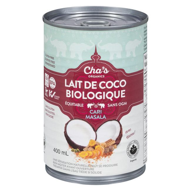 Cha's Organics Curry Masala Spiced Coconut Milk, 400 Ml -- 12 Per Case