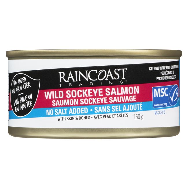 Raincoast Trading No Salt Added Sockeye Salmon, 160 G -- 12 Per Case