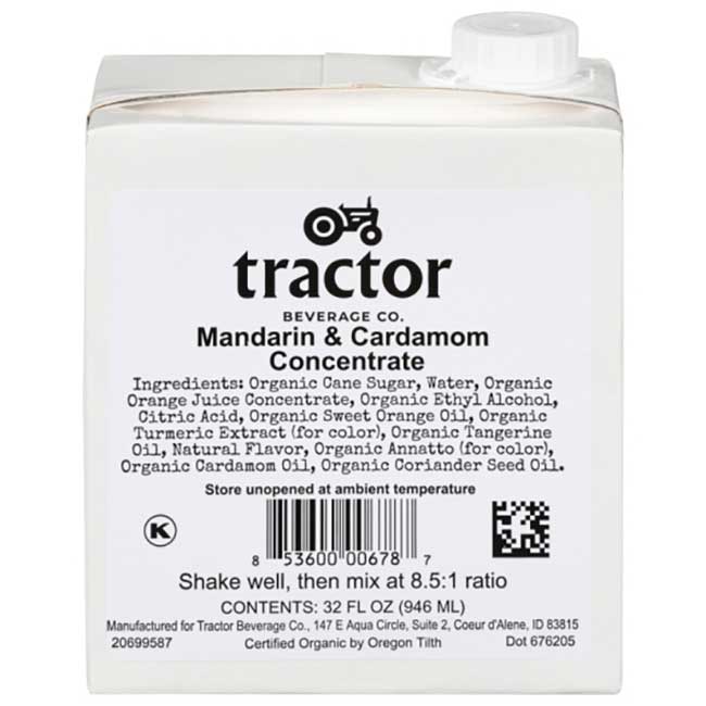 Tractor Beverage Co Organic Mandarin And Cardamom Concentrate, 32 Oz -- 12 Per Case