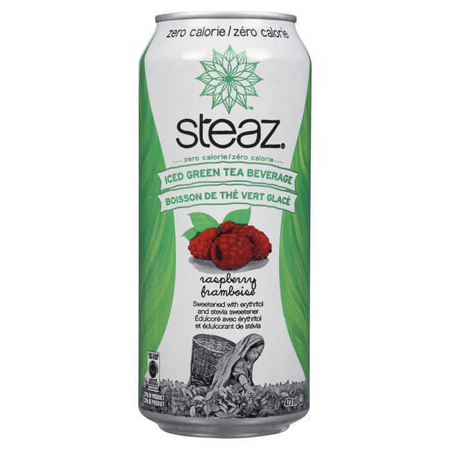 Steaz Raspberry Iced Green Tea Zero, 473 Ml -- 12 Per Case
