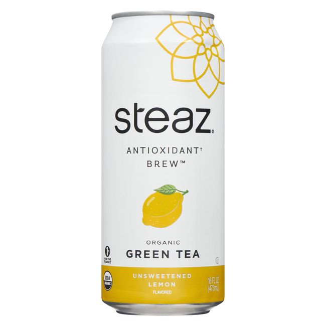 Steaz Unsweetened Lemon Antioxidant Yerba Mate Green Tea, 473 Ml -- 12 Per Case