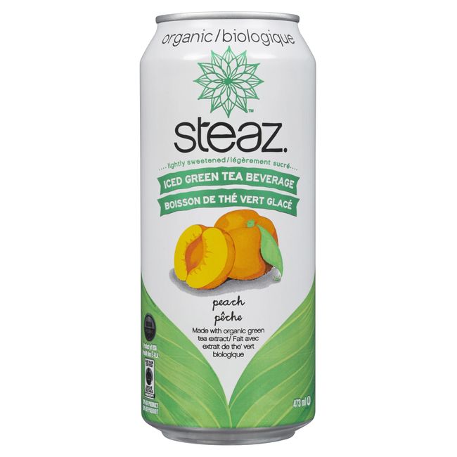 Steaz Organic Peach Flavoured Iced Green Tea, 473 Ml -- 12 Per Case