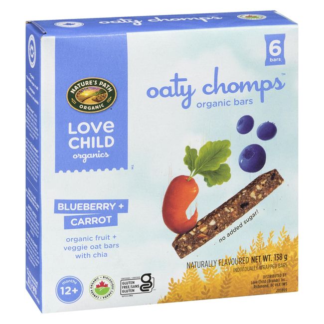 Love Child Oaty Chomps Organic Blueberry Carrot Snack Bar, 138 G -- 8 Per Case