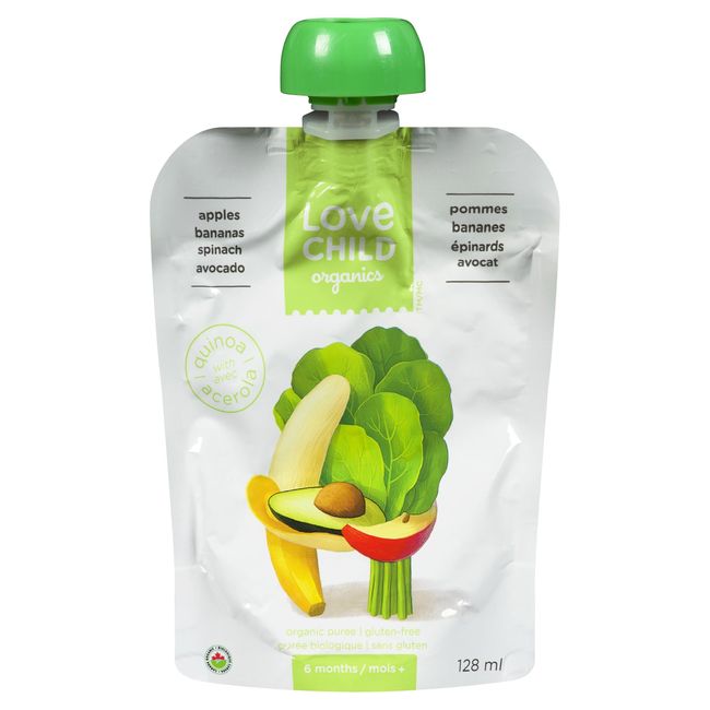Love Child Apples Bananas Spinach Avocado Puree, 128 Ml -- 12 Per Case