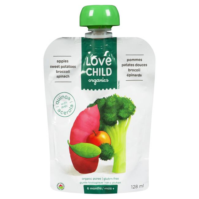 Love Child Apples Sweet Potatoes Broccoli Spinach Puree, 128 Ml -- 12 Per Case