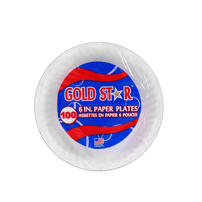 Gold Star Uncoated White Paper Plate, 100 Count -- 10 Per Case