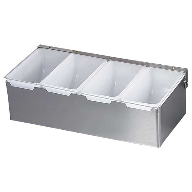 Gobel Stainless Steel 4 Compartment Bar Caddy With Plastic Inserts, 11.9 X 5.5 X 3.5 In