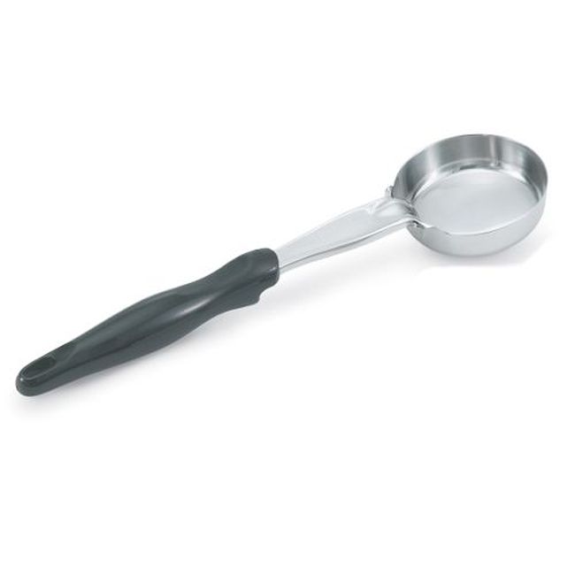 Vollrath 6433120 Heavy Duty Stainless Steel Antimicrobial One Piece Solid Round Spoodle With Black Nylon Handle, 1 Oz Capacity