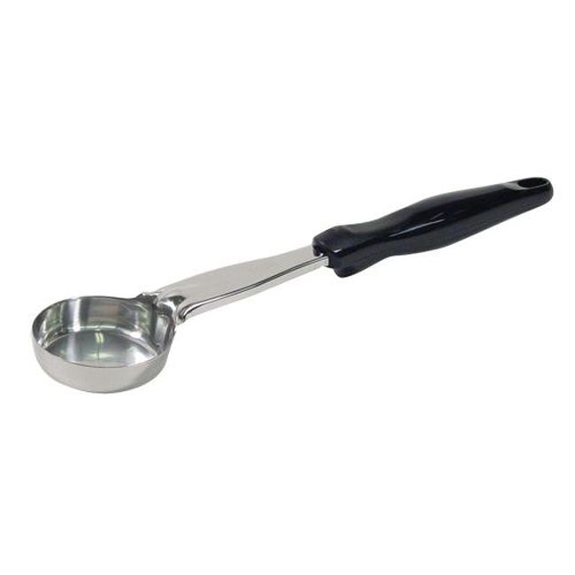 Vollrath 6433220 Heavy Duty Stainless Steel Antimicrobial One Piece Solid Round Spoodle With Black Nylon Handle, 2 Oz Capacity