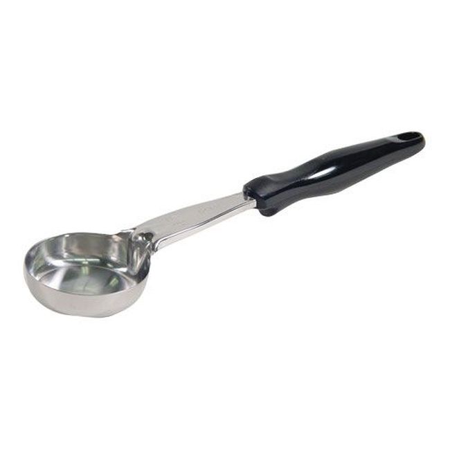 Vollrath 6433320 Heavy Duty Stainless Steel Antimicrobial One-piece Solid Round Spoodle With Black Nylon Handle, 3 Oz Capacity