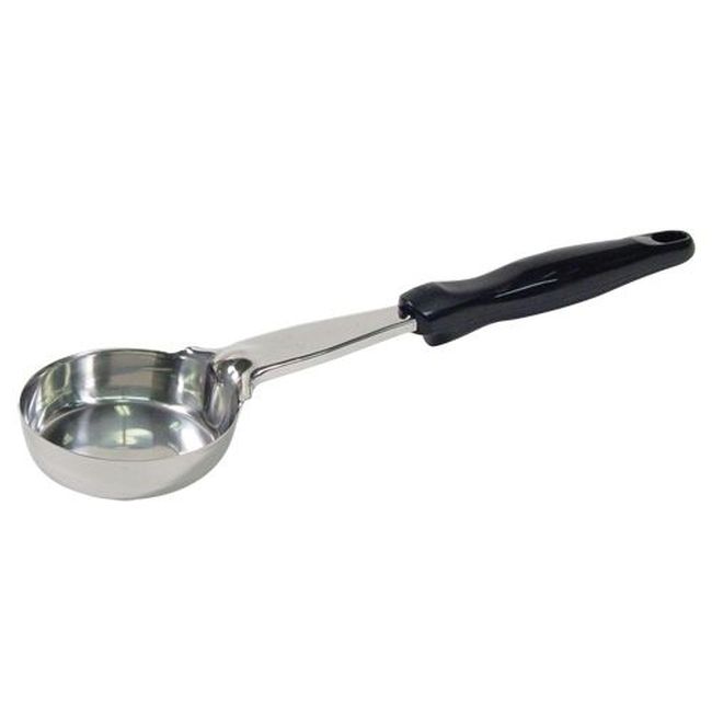 Vollrath 6433420 Heavy Duty Stainless Steel Antimicrobial One-piece Solid Round Spoodle With Black Nylon Handle, 4 Oz Capacity