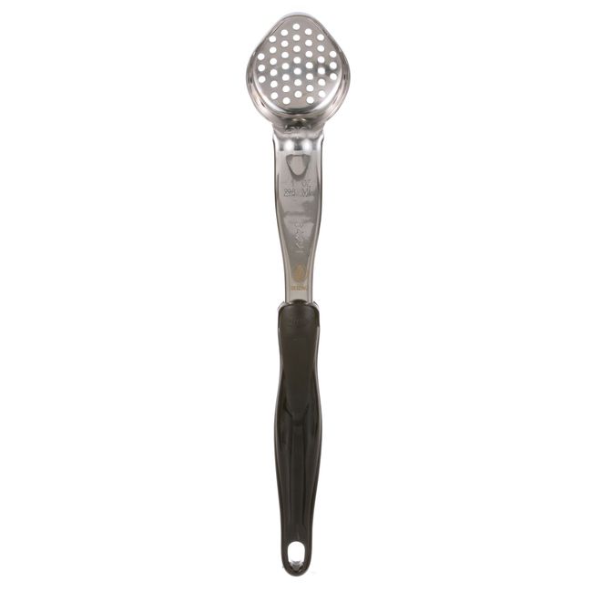 Vollrath 6422120 Heavy Duty Stainless Steel Antimicrobial One Piece Perforated Oval Spoodle With Black Nylon Handle, 1 Oz Capacity
