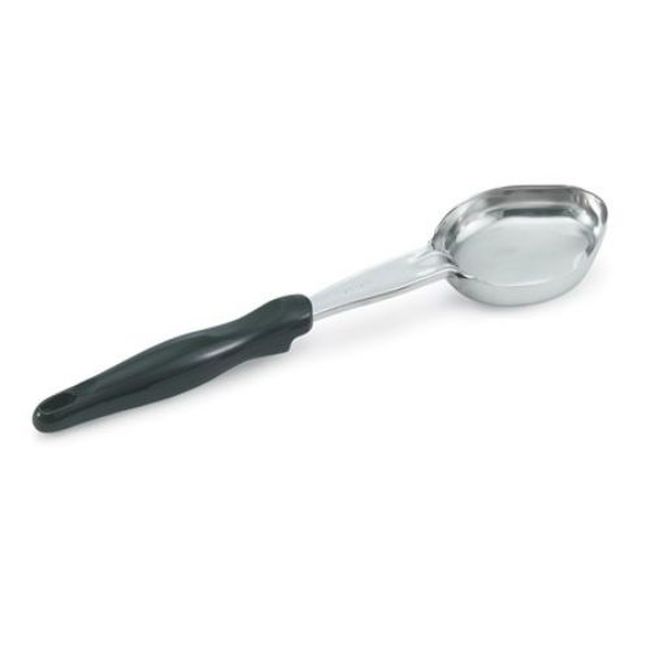 Vollrath 6412220 Heavy Duty Stainless Steel Antimicrobial One Piece Solid Oval Spoodle With Black Nylon Handle, 2 Oz Capacity