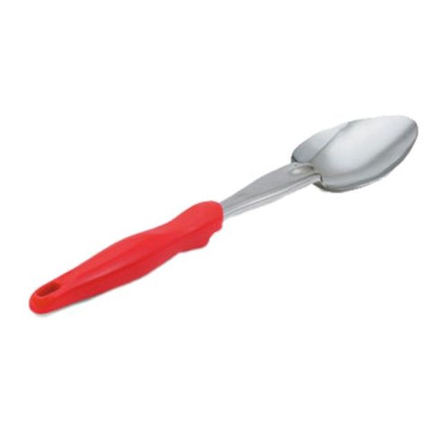 Vollrath 6414040 Heavy Duty Stainless Steel Solid Basting Spoon With Red Ergo Grip Handle