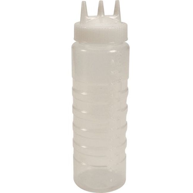 Vollrath 3324-13 Traex Colour-mate Tri Tip Wide Mouth Clear Squeeze Dispenser With Clear Top, 24 Oz Capacity