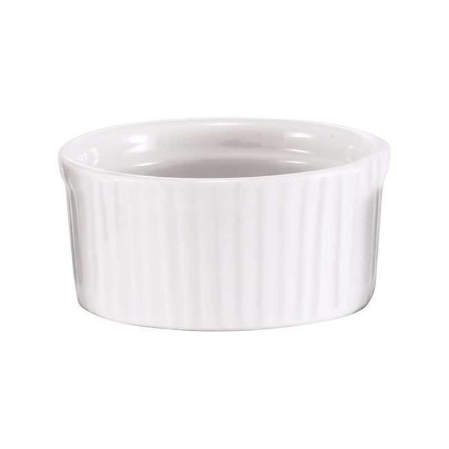 Browne Ramequin En Porcelaine Blanche À Bord Lisse Et Côtés Nervurés, Capacité De 70 Ml
