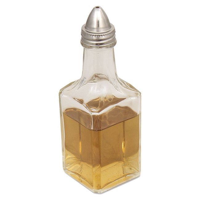 Browne Glass Oil And Vinegar Dispenser With Stainless Steel Pouring Top, 6 Oz