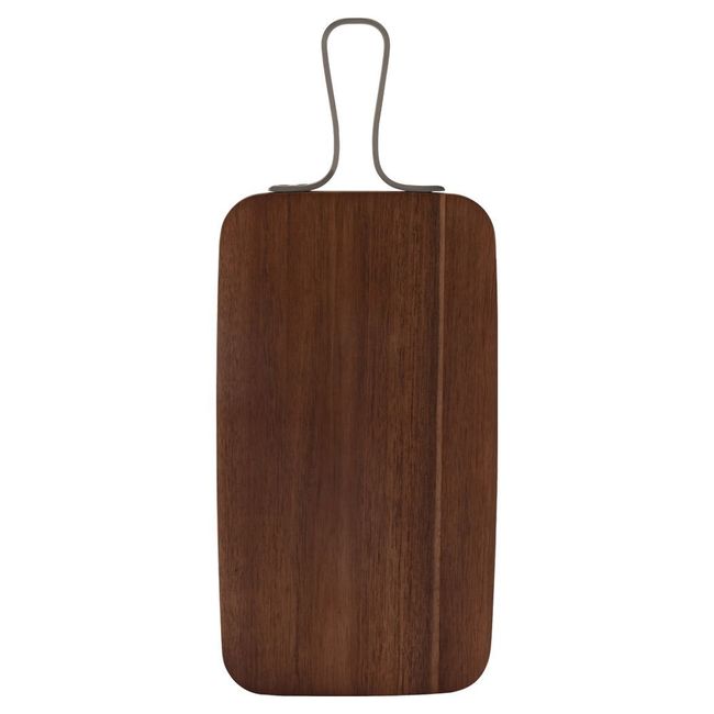Browne Acacia Wood Rectangle Serving Board With Stainless Steel Handle, 15 X 8.5 In