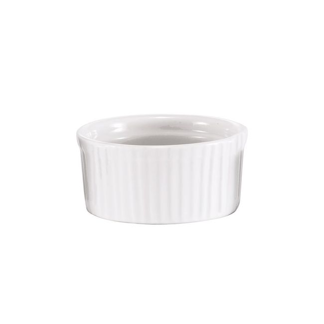 Browne Ramequin En Porcelaine Blanche À Bords Et Parois Côtelés, Capacité De 3 Oz