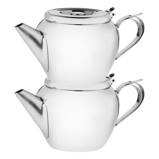 Browne 18/8 Stainless Steel Apple Shape Stackable Teapot With Strainer, 48 Oz Capacity