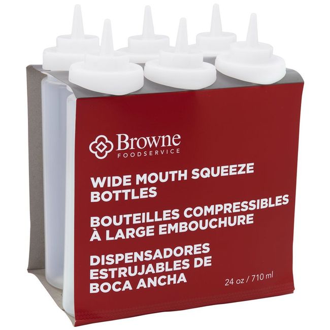 Browne Polyethylene Clear Wide Mouth Squeeze Dispenser, 24 Oz Capacity