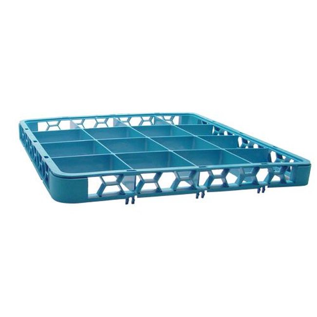Carlisle Re1614 Opticlean Polypropylene Blue 16-compartment Divided Glass Rack Extender Only, 19.88 X 19.88 X 1.75 In