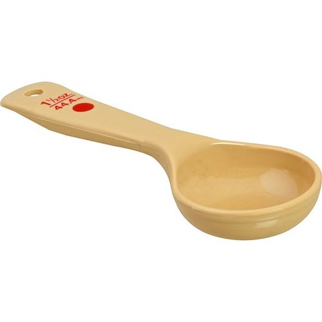 Carlisle 432206 Measure Miser Polycarbonate Beige Solid Short Handle Portion Spoon, 1.5 Oz Capacity