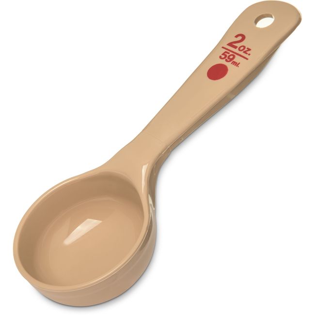 Carlisle 432406 Measure Miser Polycarbonate Beige Solid Short Handle Portion Spoon, 2 Oz Capacity
