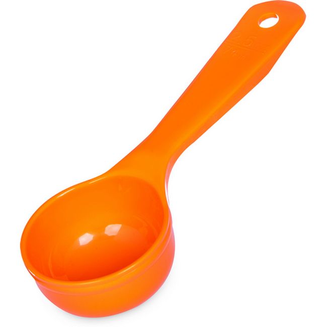 Carlisle 492524 Measure Miser Acetal Orange Solid Short Handle Portion Spoon, 2.5 Oz Capacity