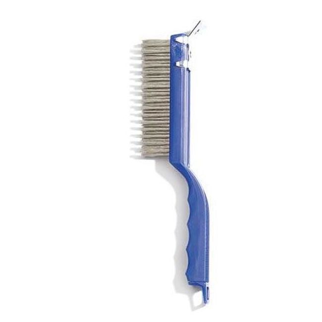Carlisle 4067200 Sparta Blue Scratch Brush With Stainless Steel Wire Bristles, 11.375 In Length