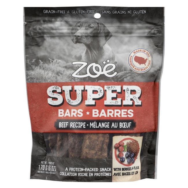 Zoe Super Bars Beef Recipe Dog Treats, 170 G -- 8 Per Case