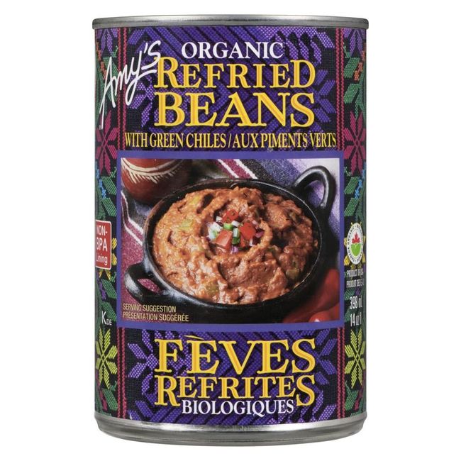 Amy's Organic Vegetarian Refried Beans With Green Chiles, 398 Ml -- 12 Per Case
