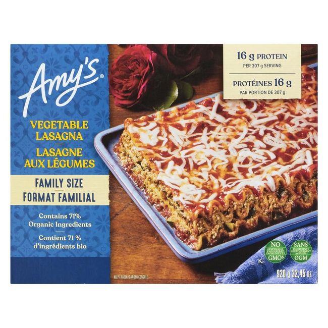 Amy's Lasagnes Aux Légumes De Format Familial, 920 G -- 8 Par Boîte