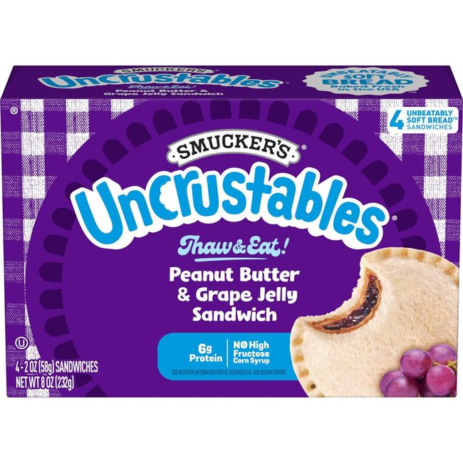 Smucker's Sandwich Au Beurre De Cacahuète Et À La Gelée De Raisin Uncrustables, 58 G -- 32 Par Caisse