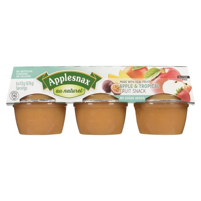 Applesnax 113 G Unsweetened Apple Tropical Fruit Snack, 6 Count -- 12 Per Case