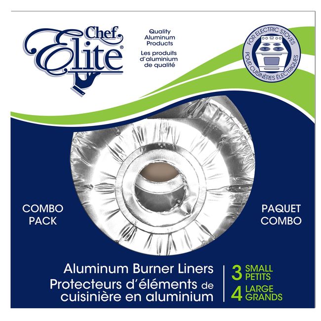 Chef Elite Doublures De Brûleur En Aluminium 4 Grandes Et 3 Petites, 7 Unités -- 24 Par Boîte