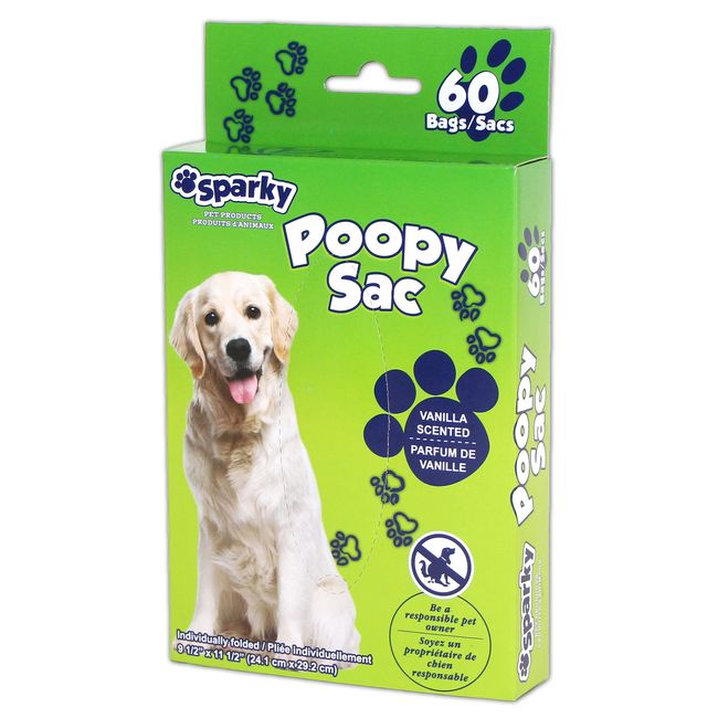 Sparky Poopy Sac Vanilla Scented Waste Bag, 60 Count -- 36 Per Case