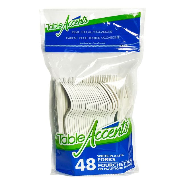Table Accents White Polypropylene Fork, 48 Count -- 36 Per Case