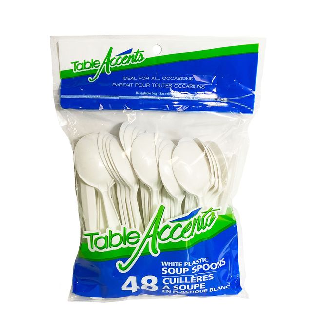 Table Accents White Polypropylene Soup Spoon, 48 Count -- 36 Per Case