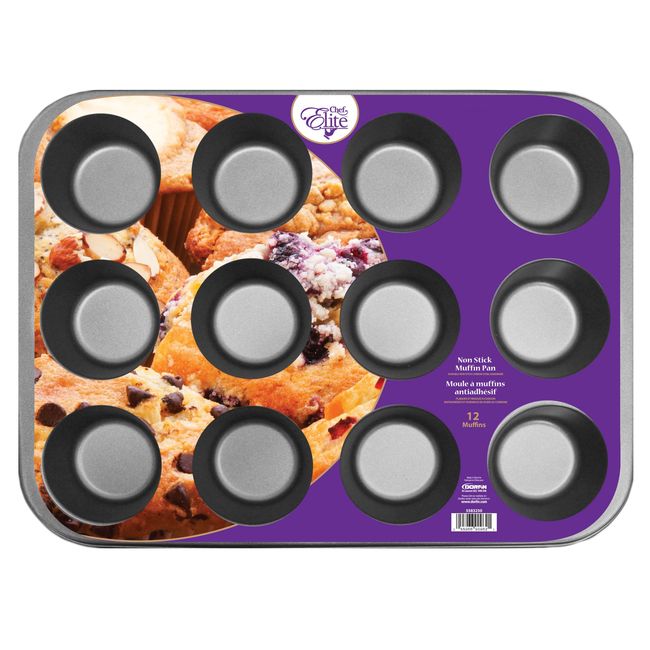 Chef Elite Non Stick Muffin Pan, 12 Muffins -- 12 Per Case
